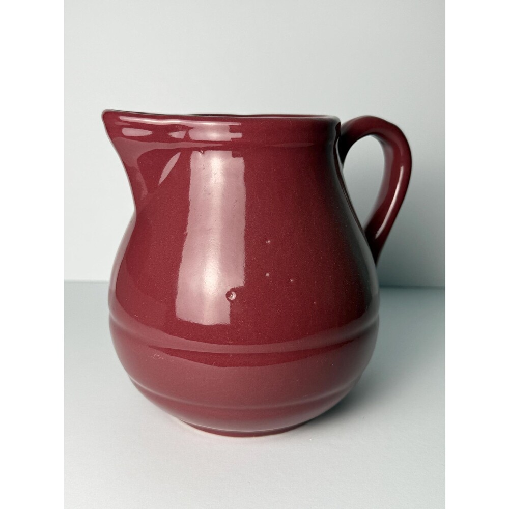 Vintage Pfaltzgraff Burgundy Pottery Pitcher | Early Keystone P Mark USA